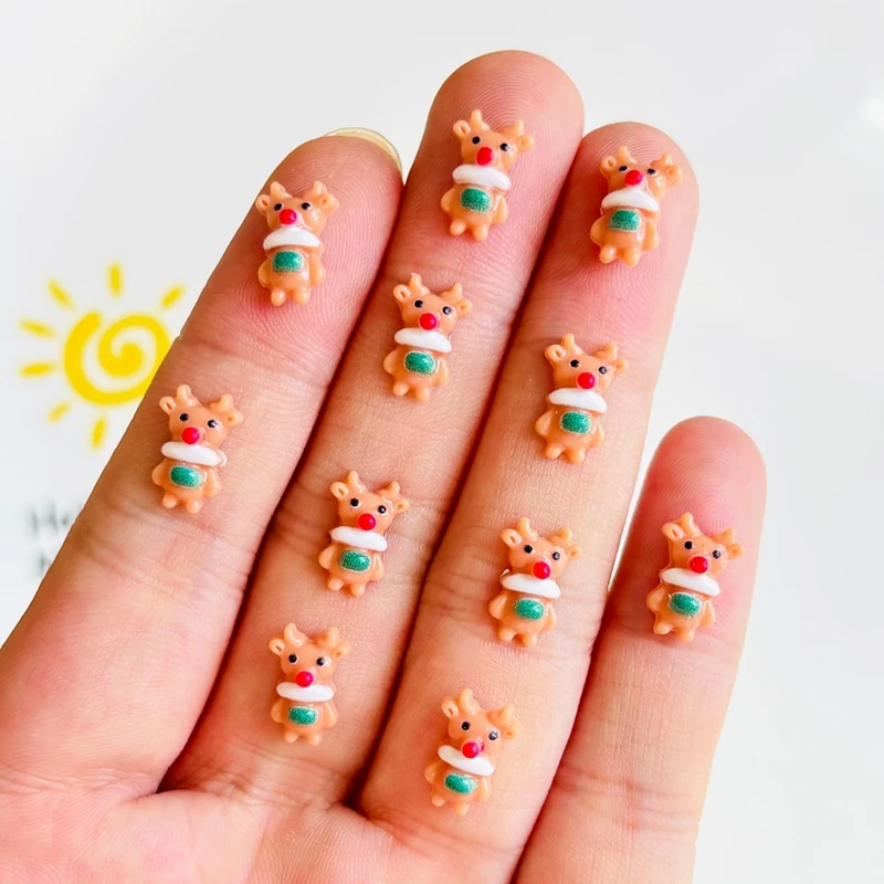 55 pieces of resin cute mini cartoon Christmas deer art nail art flat DIY scrapbook decoration jewelry making accessories A155