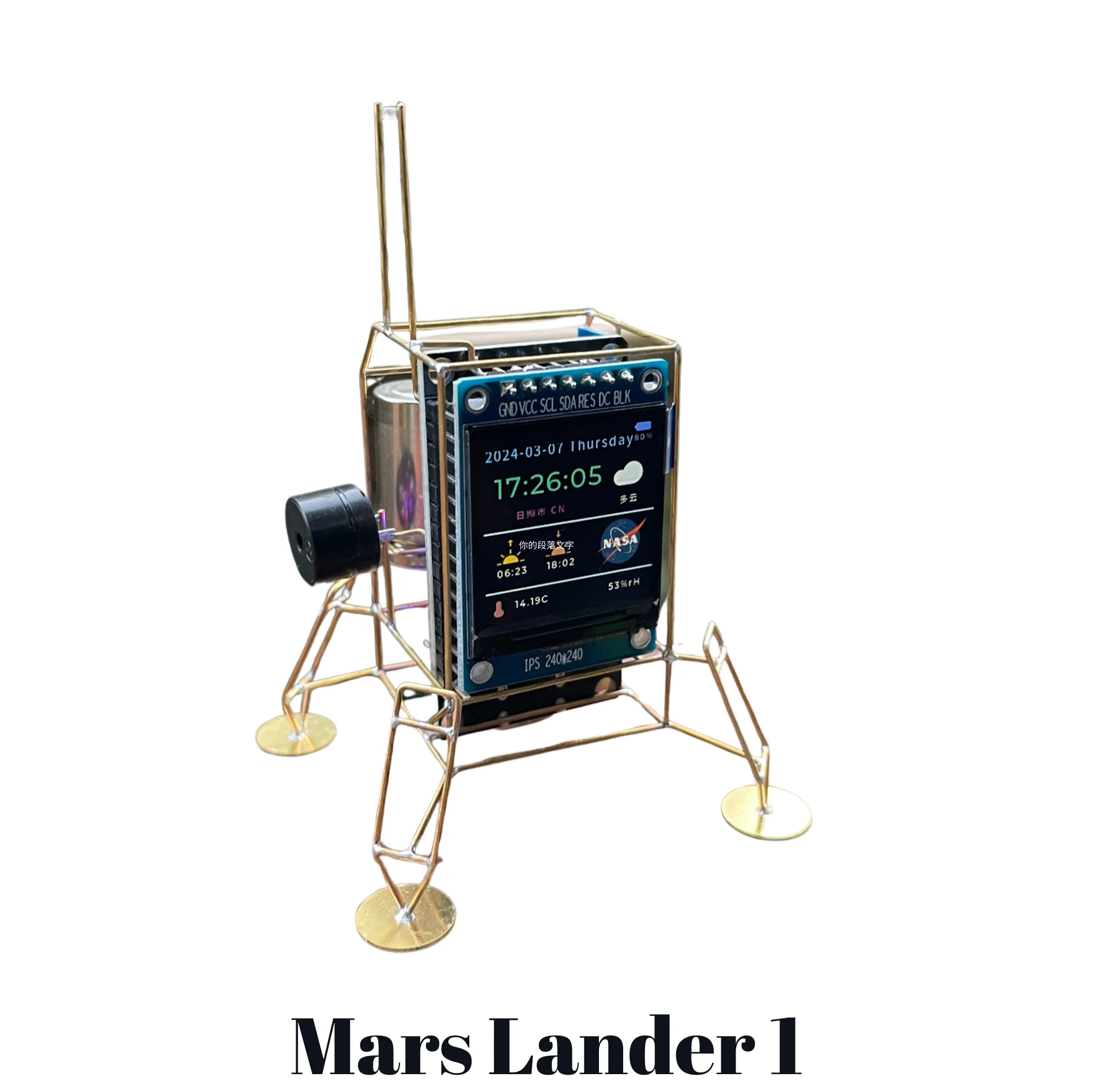 

DIY Desk Ornament Desk Decoration Gift Handmade Mars Lander WIFI Desktop Clock