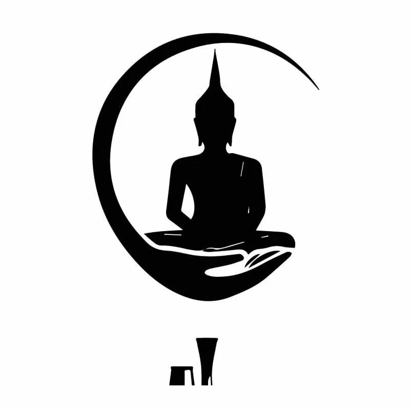 Car Stickers Shakyamuni Buddha Buddhist PVC Car Decoration Accessories Decals Creative Waterproof Black/white,16cm*10cm