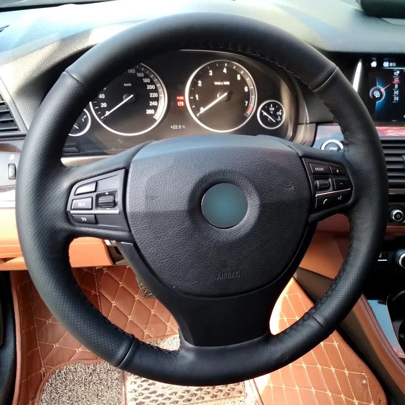 Genuine Leather Hand-Stitched Steering Wheel Cover for BMW 5 Series 2012 520Li 523Li Cowhide Wrap Car Interior Accessories