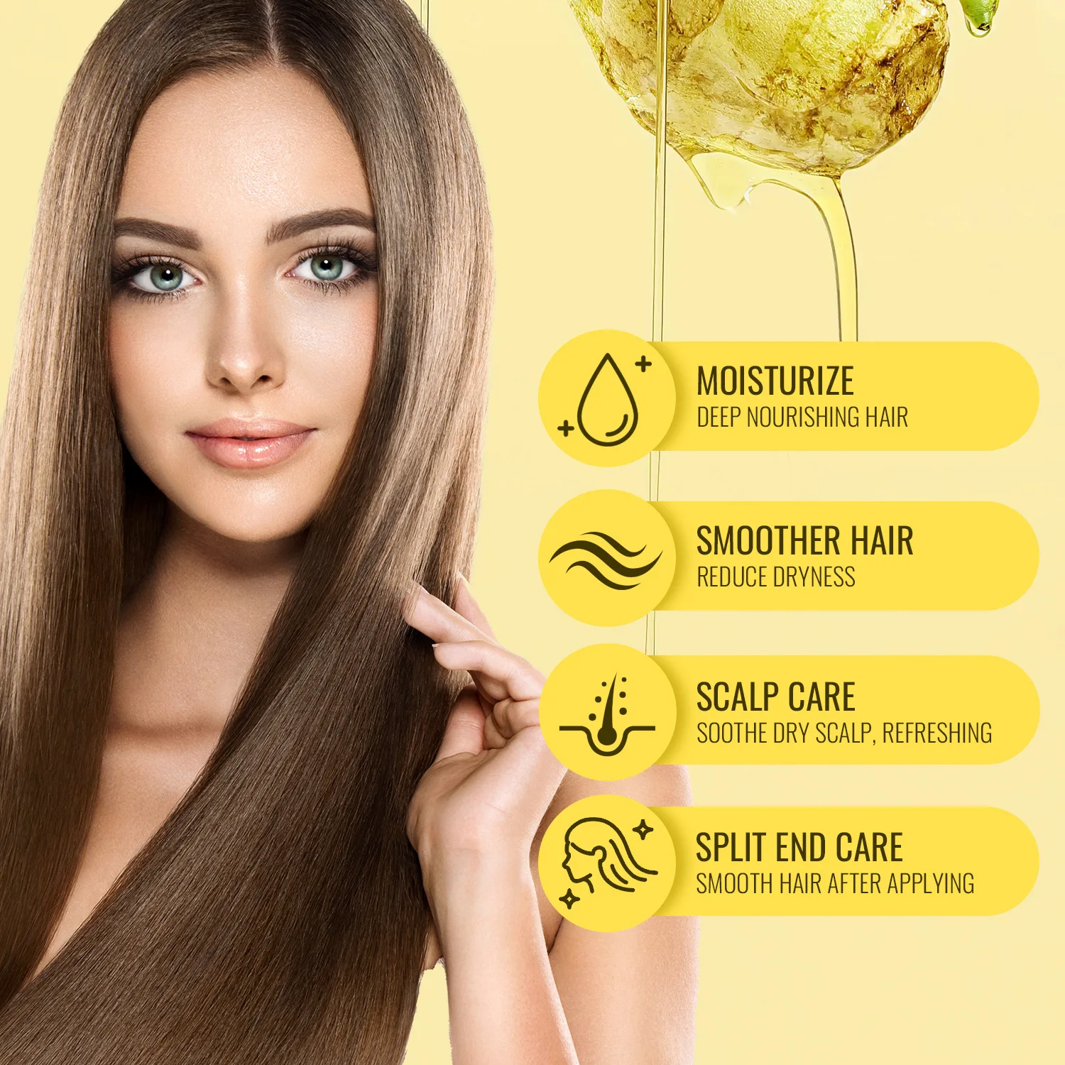 Ginger Essential Oil Deeply Moisturizes and Nourishes Hair, Reduces Dryness, and Provides Care for Split Ends 120ml