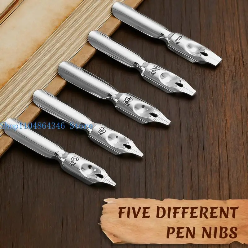 

5asd Antiqued Quill Pen Retro Engraved Dip Pen Include 5 Nibs And Refill Inks