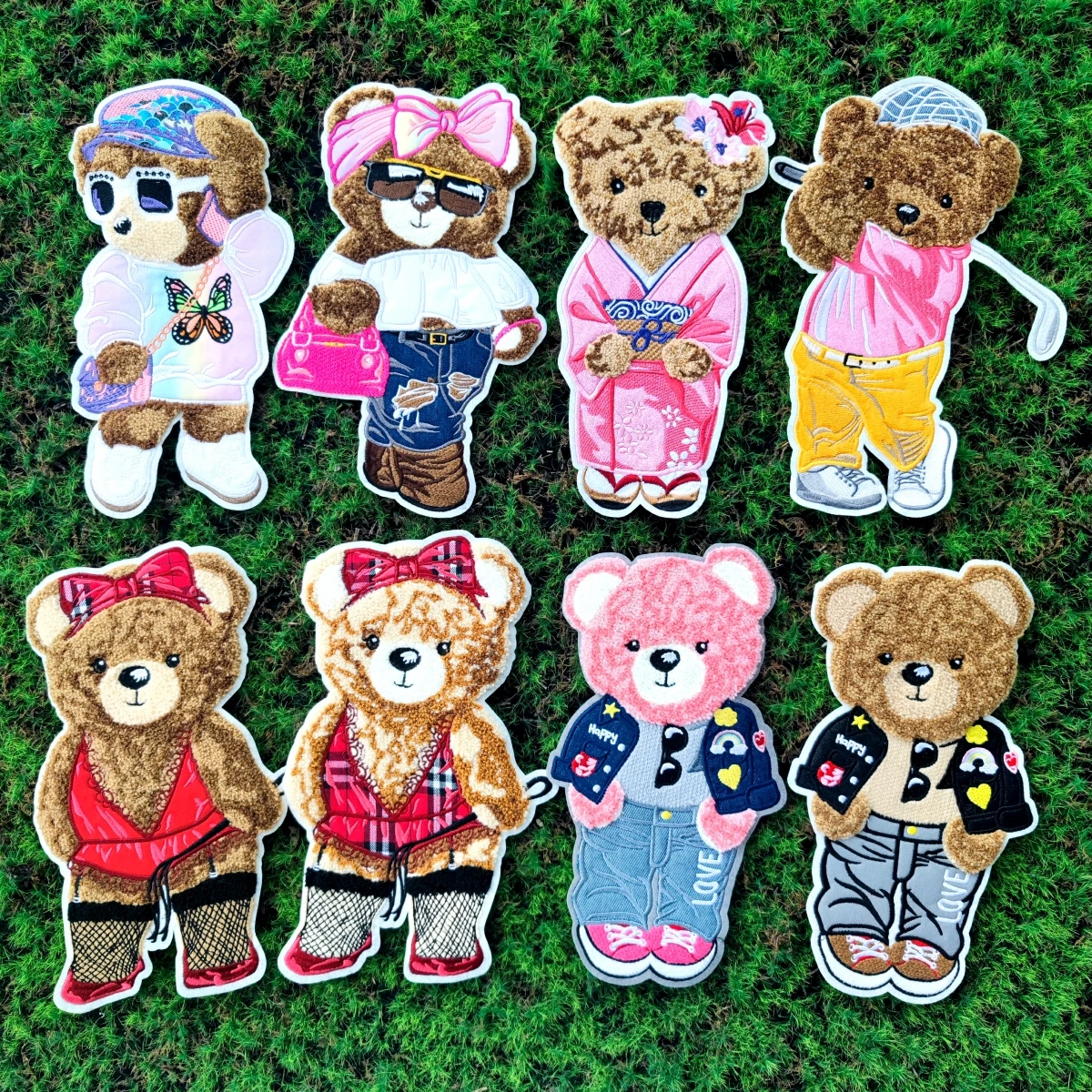 Embroidery Chenille Patch pink Bear Animal Cartoon Badges hats Bears Appliques Patches for Clothing DIY Accessory ID235192
