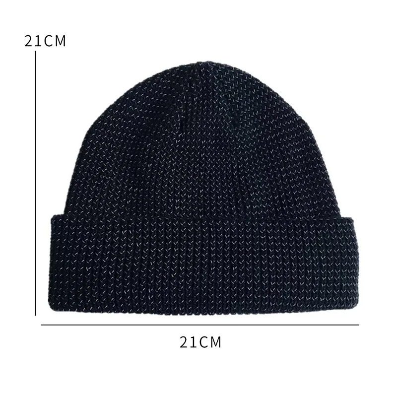 Reflective Beanie Hat Women 2023 Autumn Winter Cap Fashion Female Bonnet Warm Caps Brand Knitted Hats For Men