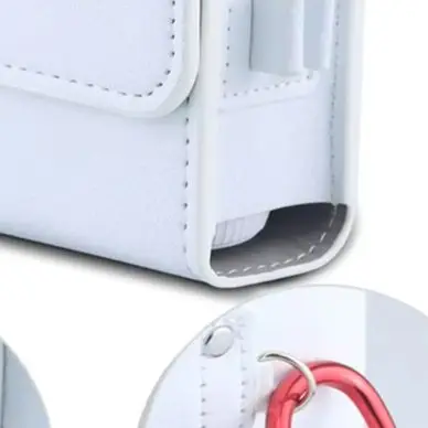 White PU Leather Waterproof For Golf Rangefinder Storage Bag With Double Buckle Carabiner Soft Lining Protective Case Accessorie