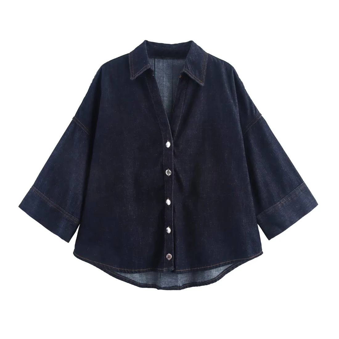 

Женская джинсовая рубашка с широкими рукавами и широкие джинсы-джоггеры с высокой талией, новинка 2025 года, женская модная повседневная одежда