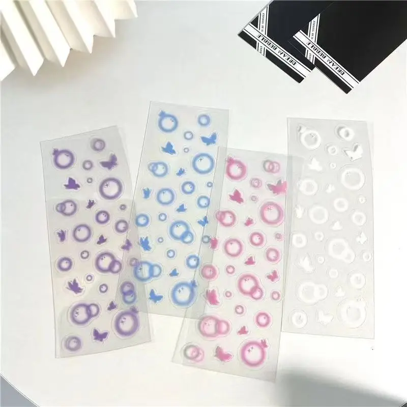 

4Pcs Transparent Butterfly Bubble Stickers DIY Toploader Scrapbooking Deco Stickers Aesthetic Cute Kawaii Journal Stationery