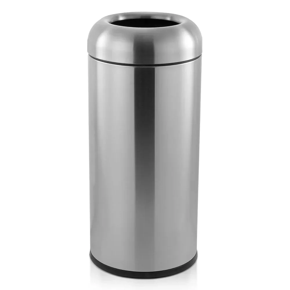 Garbage bin, outdoor and indoor garbage bin, large open garbage bin, stainless steel industrial waste container -16 gallons