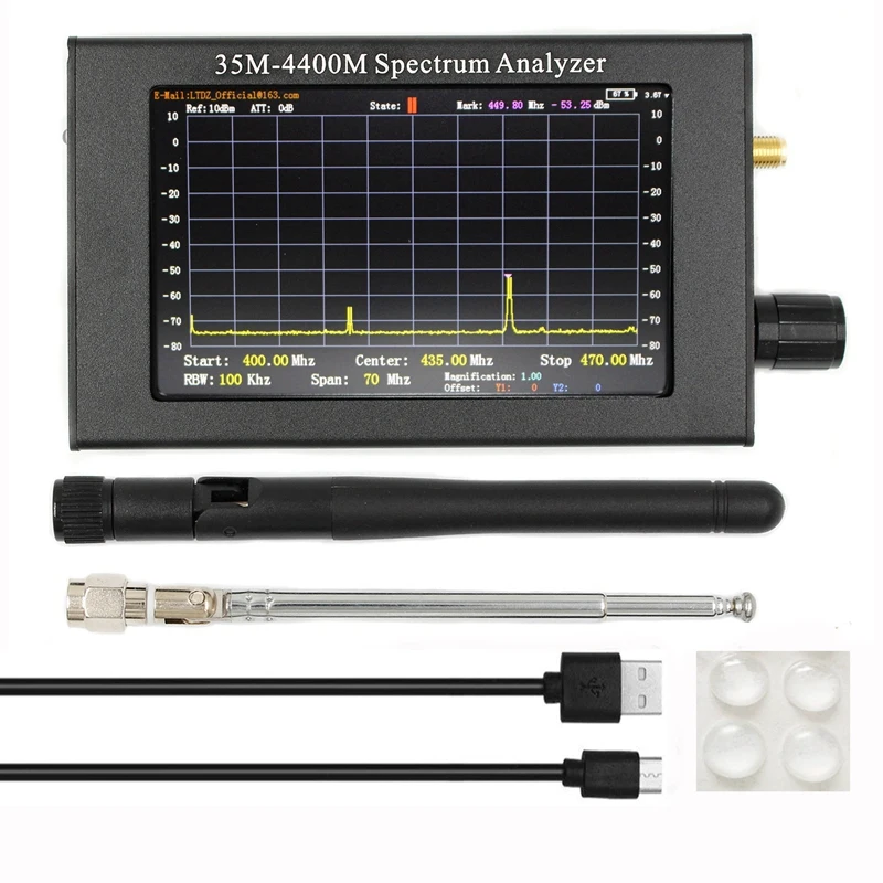 35M-4400Mhz Spectrum Analyzer 4.3Inch LCD Screen Professional Handheld Spectrum Analyzer Measurement Interphone Signal Durable