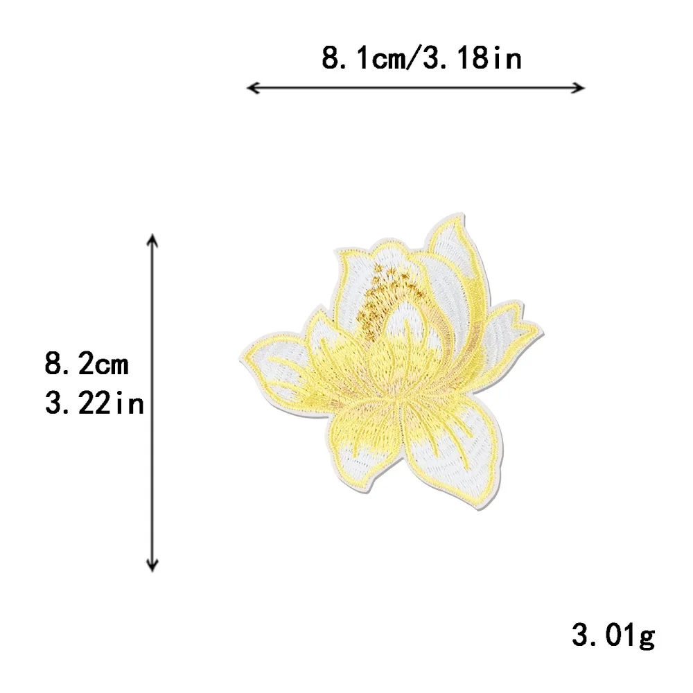 10pcs Embroidered Plum Blossom Lotus Rose Clothing Patches Iron On Flower Logo Sewing Garments Badge Wholesale