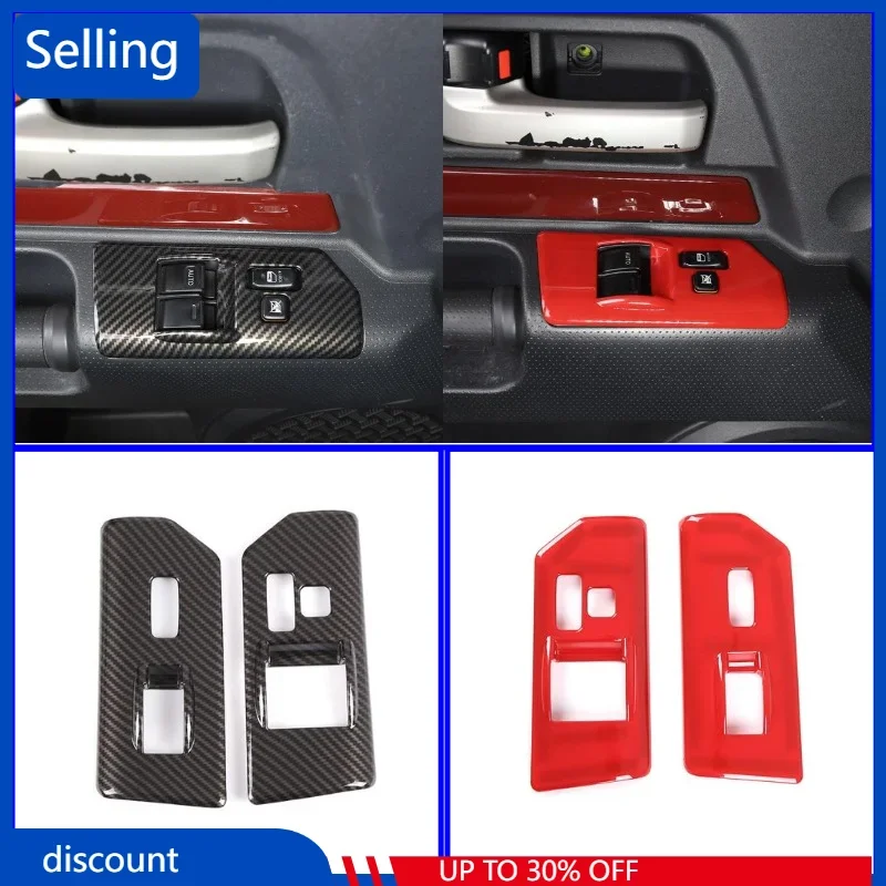 

For Toyora FJ Cruiser 2007-2021 ABS Carbon Fiber Style Window Lifting Switch Frame Trim Decorative Cover Car Accessories 2PCS