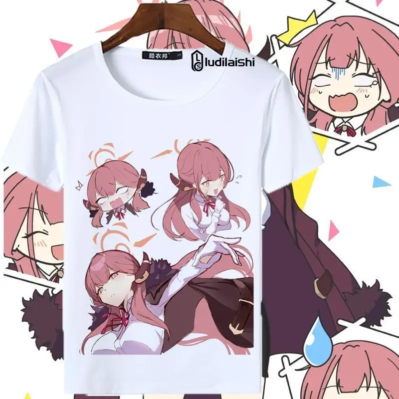 Anime Blue Archive Rikuhachima Aru HayaseYūka Cosplay Printed Short Sleeve T-Shirt Casual Tee Fashion Shirts Versatile in Summer