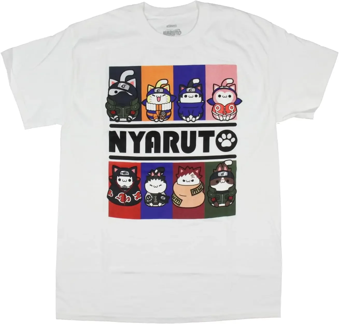 

MINISO X Naruto Мужская футболка Nyaruto Cats Meow Feline Boxes для взрослых с короткими рукавами и графическим принтом