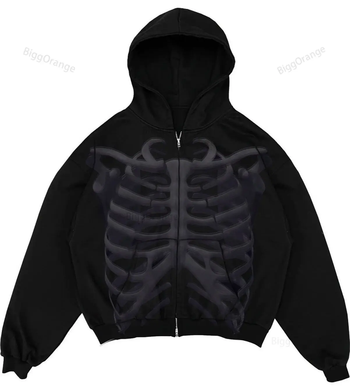 Lung skeleton pattern printed hoodie street Gothic autumn/winter loose fitting men's and women's pure cotton hoodie top худи y2k