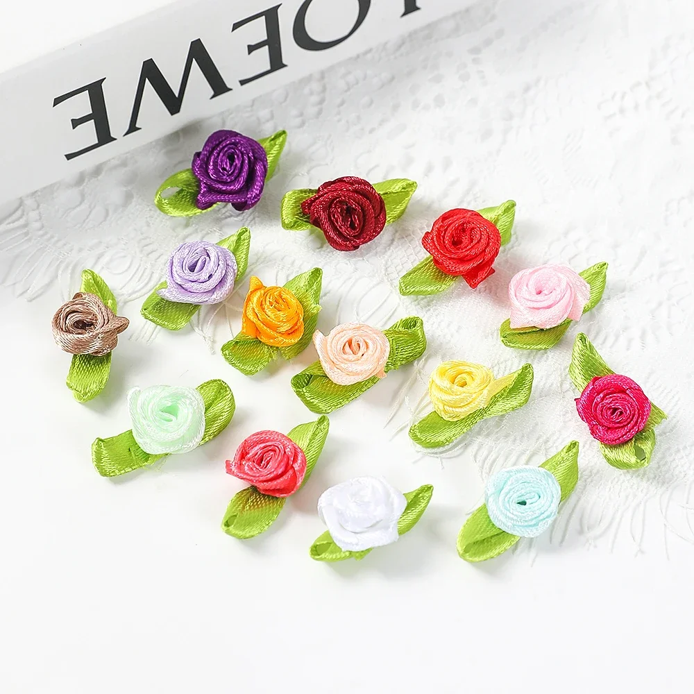 

50/100Pcs Mini Rose Artificial Flowers Heads 2cm Buds Fabric Flower Wedding Decoration Craft Supplies Ribbon Bow-Knot Gift Decor