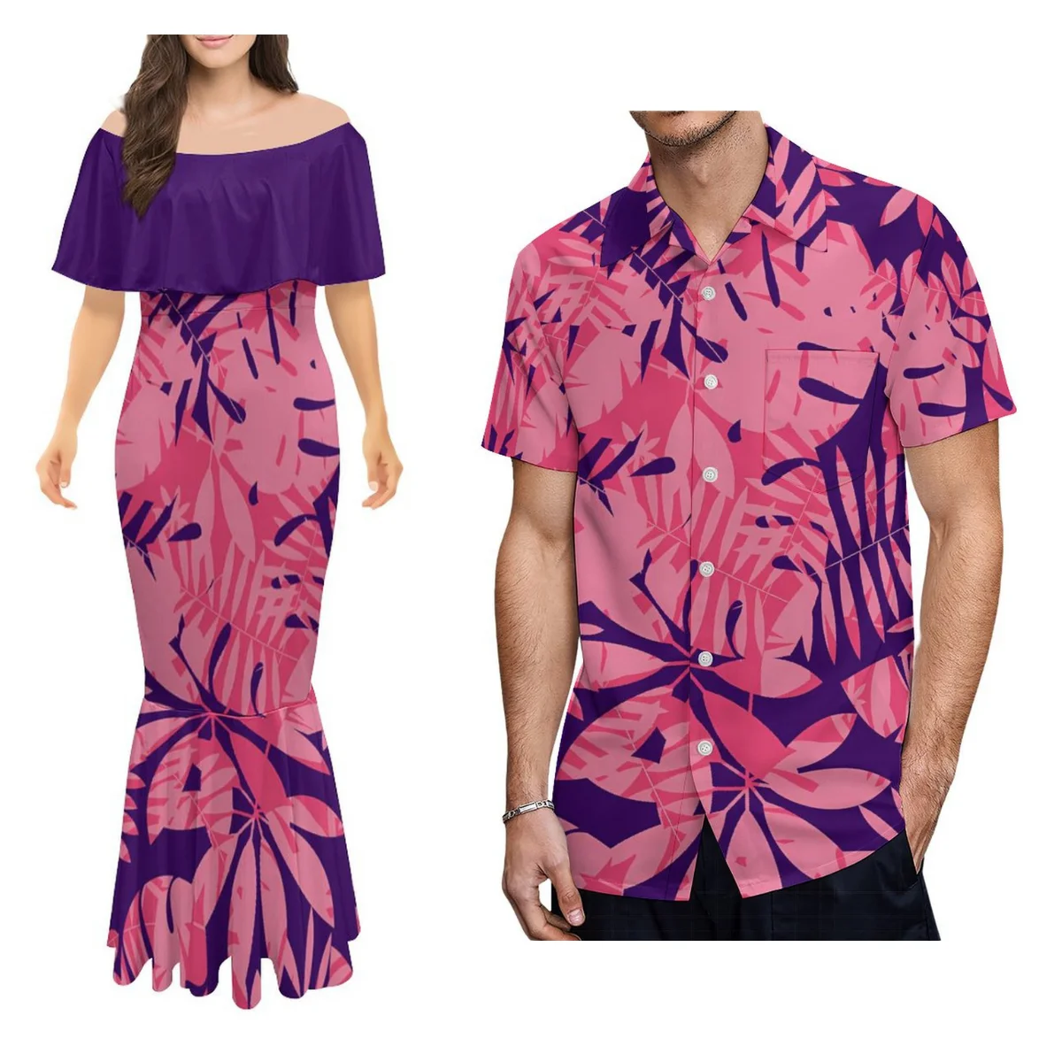 Features Polynesian Tribes Designing Summer Women'S Off-The-Shoulder Sexy Dresses Samoan Women'S And Men'S Beach Shirts