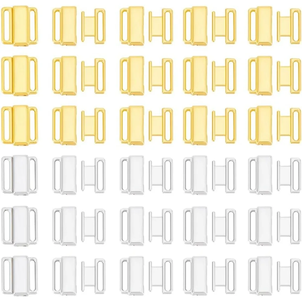 

60 Pcs 2 Colors Zinc Alloy Bikini Clips 0.65 Inch Metal Bra Strap Hooks Swimsuit Replacement Clasp Lingerie Front Closure