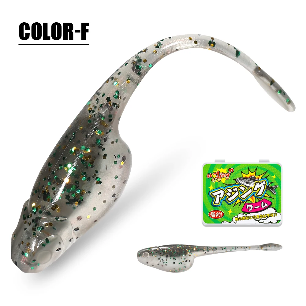 Palissander Crappie Minnow Shad Zacht Aas 5 cm Ajing Worm Vissen Lokken Wilgenstaart TPR Drijvende Drop Shot Ocean Rock Visgerei