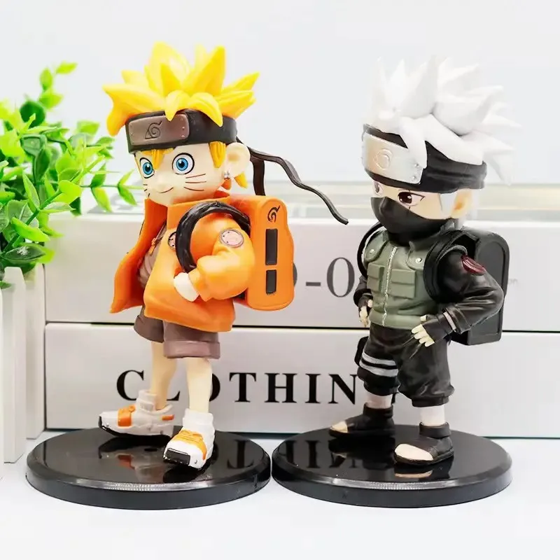 15.5cm Anime Naruto Figure Kawaii Uzumaki Hatake Kakashi satchel Figural PVC Model Toys Collect Desktop Ornament Decoration Gift