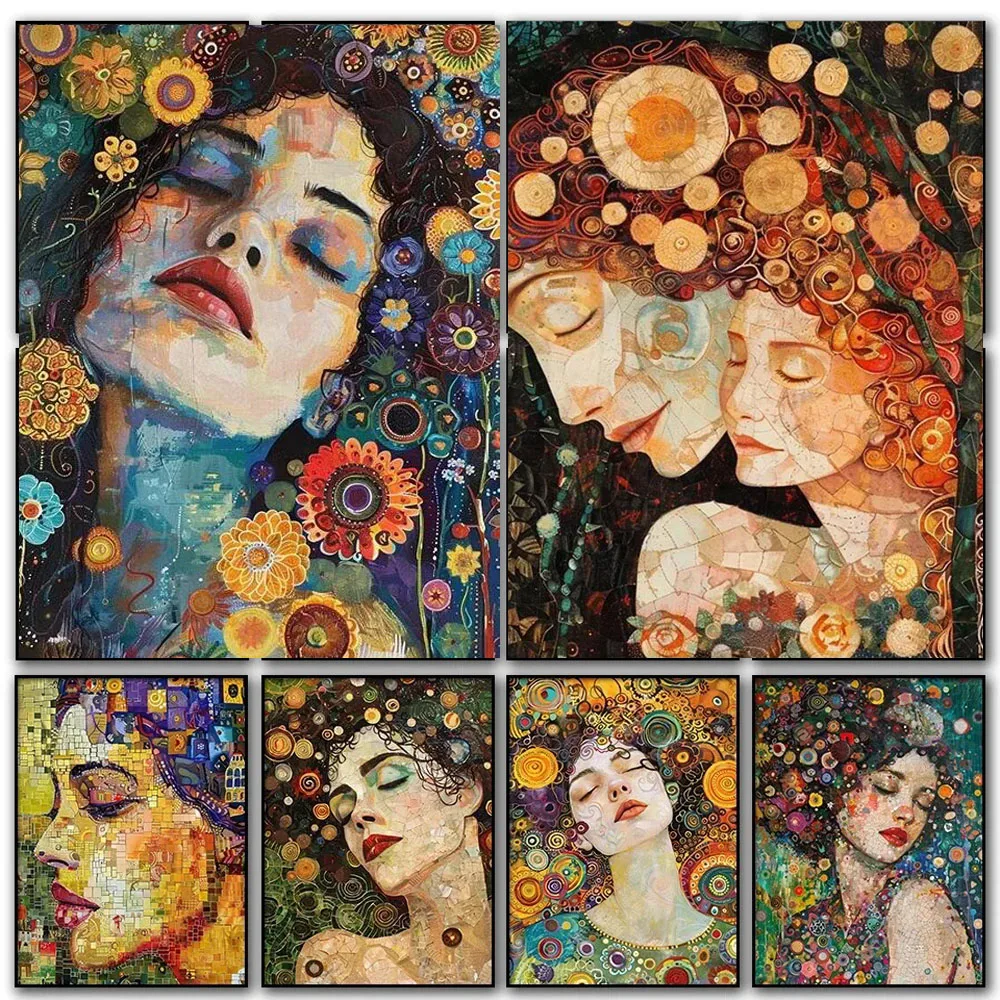 Gustav Klimt Woman 5d Diamond Painting Diy Full Square Round Diamond Mosaic Embroidery Famous Vintage Lady Jewelry Cross Stitch