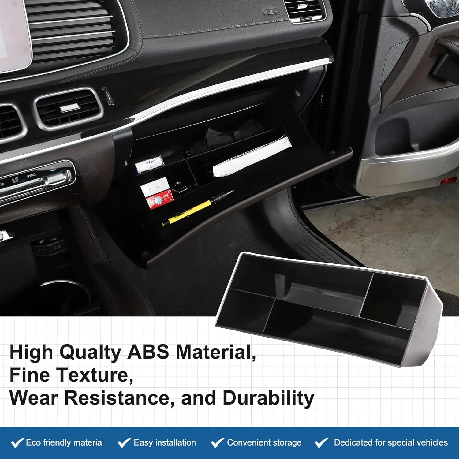 

1PCS Glove Box Organizer For Mercedes-Benz GLE 350 40 53 63 W167 C167 GLS 450 63 X167 2020-2024 Glove Box Insert Storage Tray