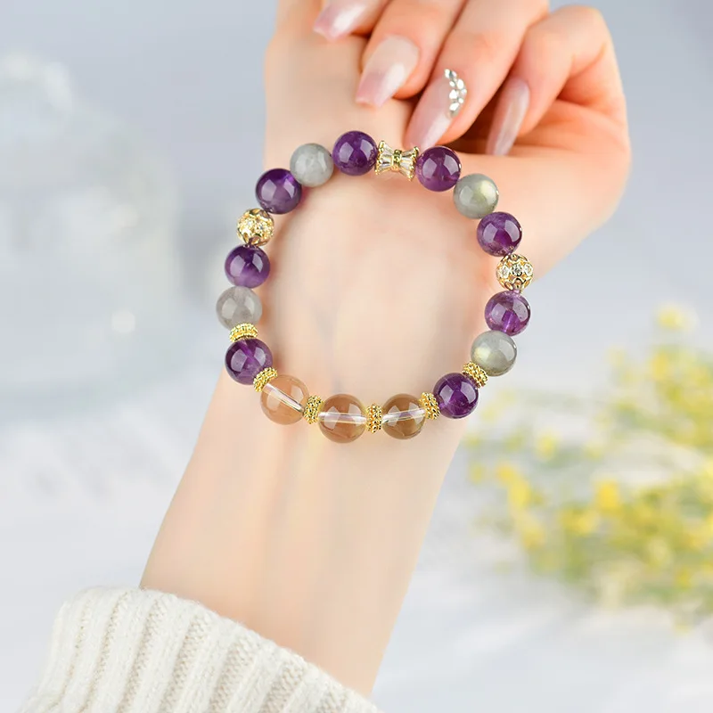 

Natural Ametrine Gray Moonstone Zodiac Virgo Romantic Fashion Bracelet Best Friend
