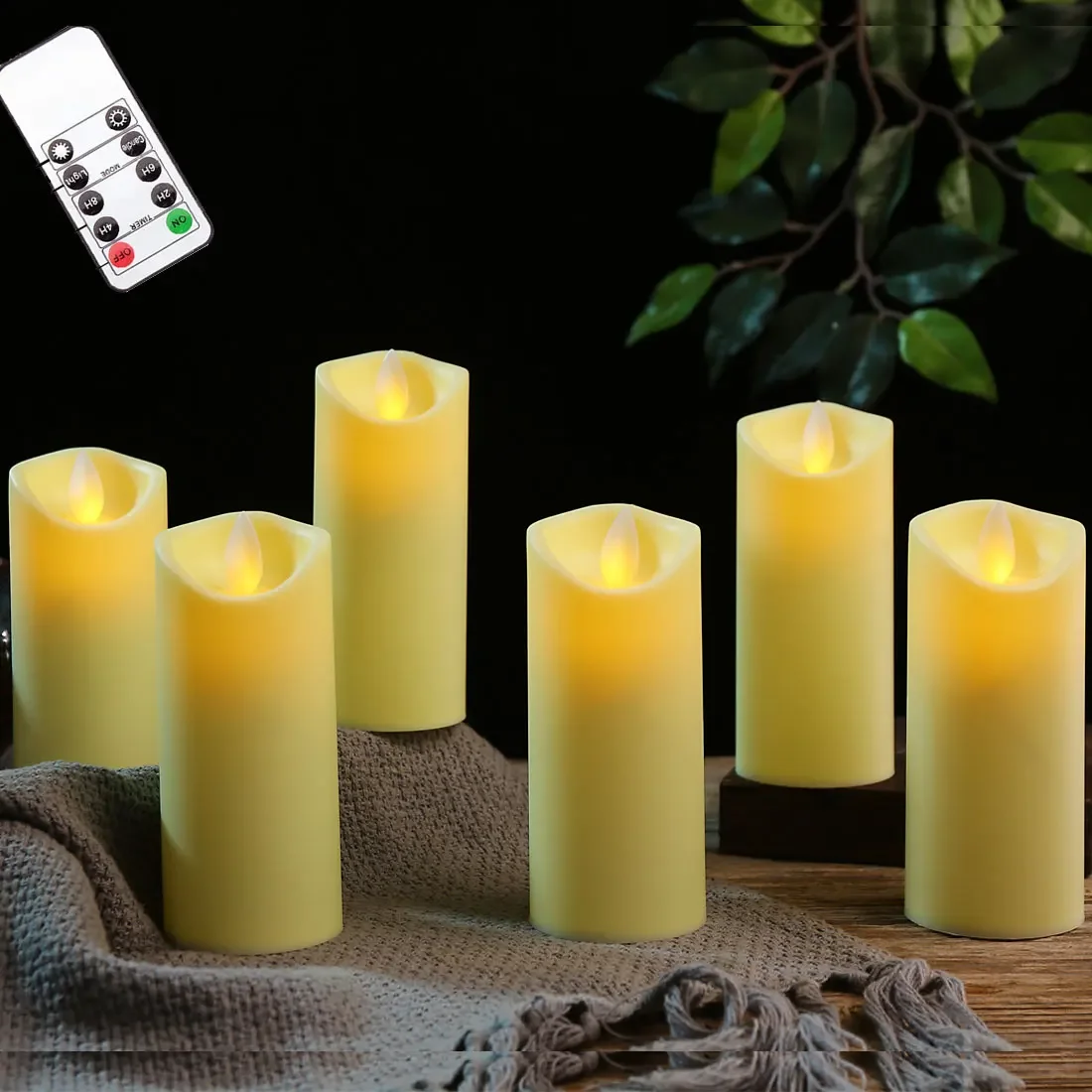 3/4/5/6 Pieces Remote Control Flameless Moving Wick Led Pillar Candles Battery Candle With Flickering Flame for home party decor