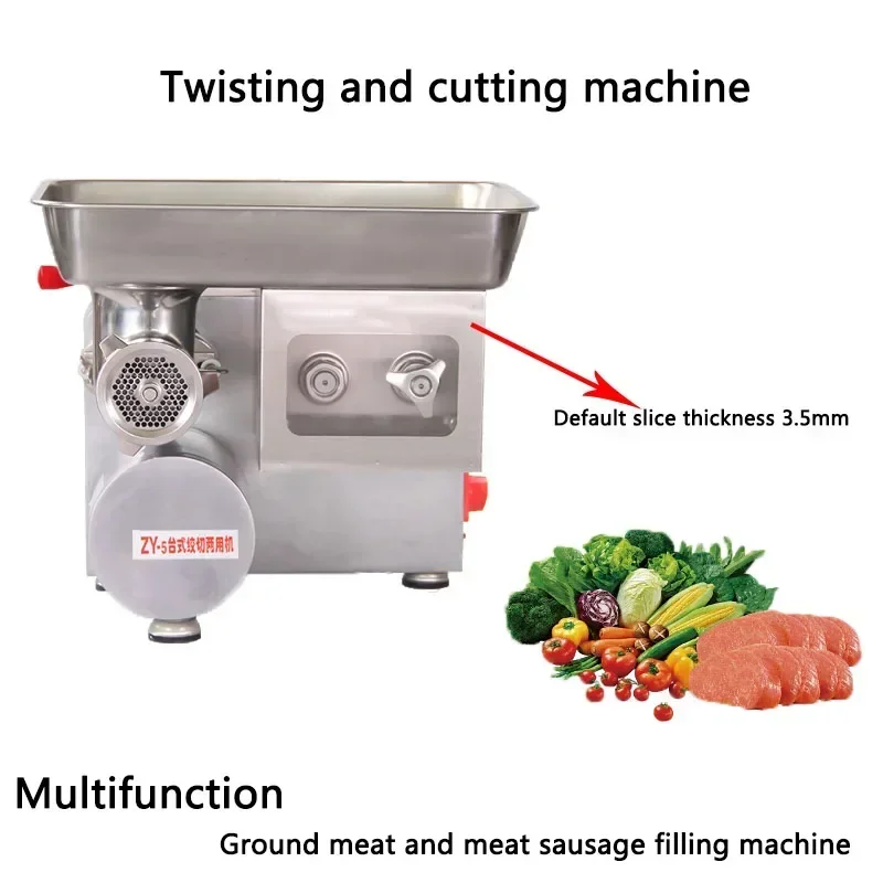 مفرمة اللحم الكهربائية الجديدة 200-500 كجم/ساعة وتقطيع اللحوم التجارية متعددة الوظائف التواء وقطع حقنة شرجية قطاعة اللحوم السجق