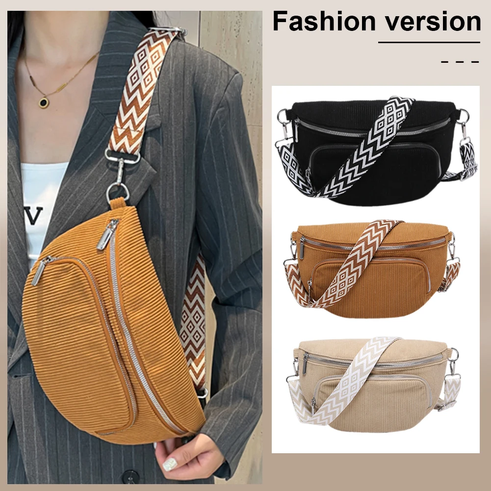Bolsa de peito de veludo moda fanny pacote alça de guitarra larga elegante bolsa crossbody bolsa de ombro vintage bolsa de cintura ao ar livre