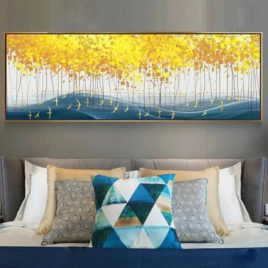 Abstract Cloud Golden Mountain Diamond Painting Large Size Mosaic Embroidery Landscape Tree Full Rhinestone Picture AA5043