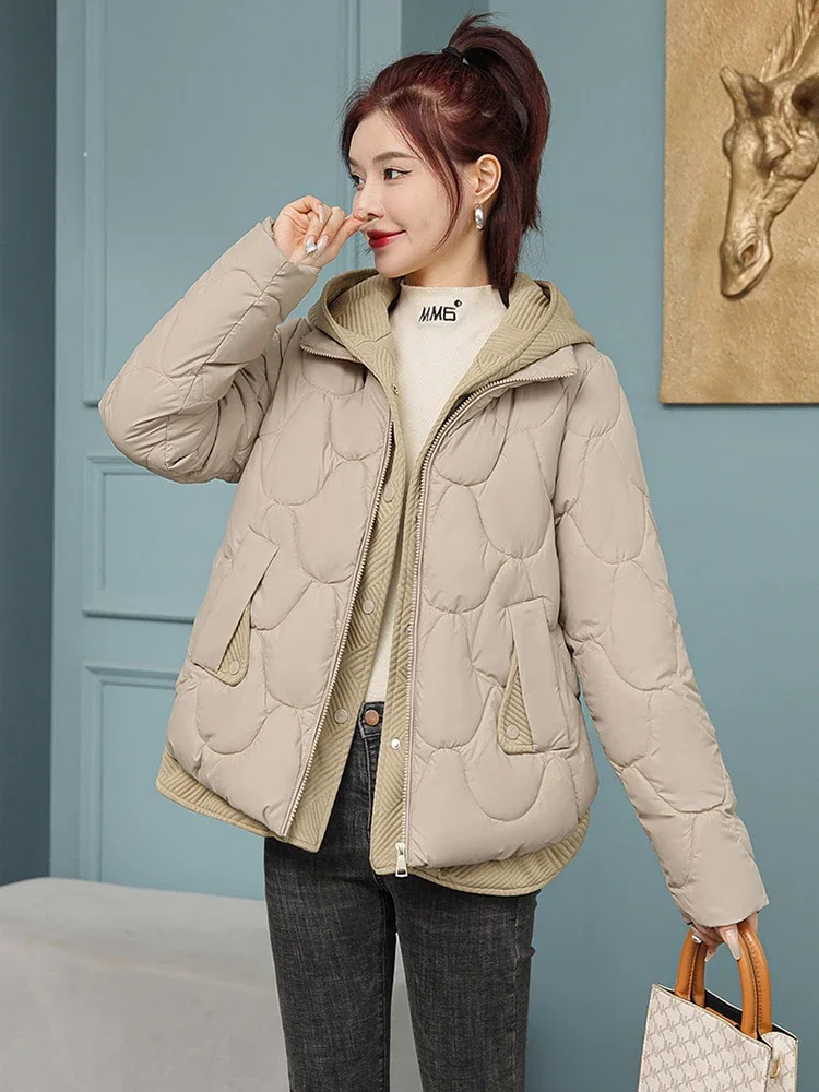 

Autumn Winter Fitshinling Fashion Warm Parkas Coat Outerwear Women Clothing Fake Two-piece Cotton Padded Quilted Female Jacket