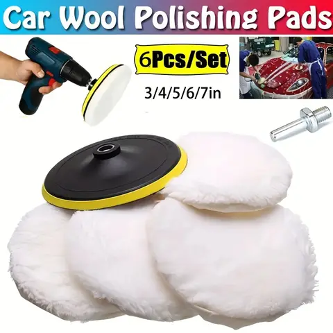6 조각 산업용 양모 연마 키트 연마 패드 자동차 왁싱 스폰지 디스크 자동차 페인트 관리 자동차 가제트
