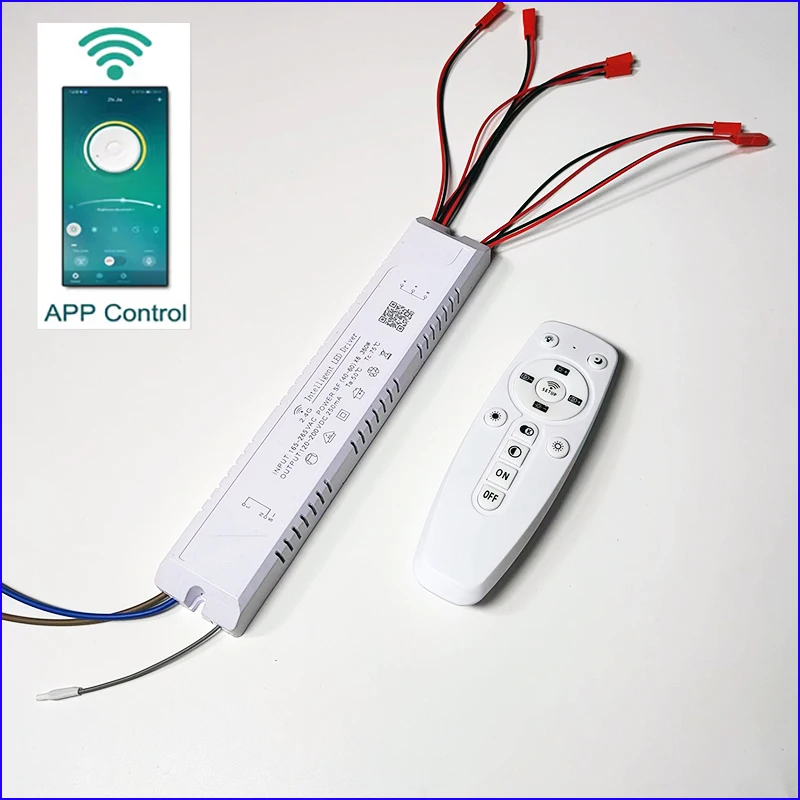 LED Driver 2.4G Remote+APP Control 40-72W×4/30-50W Intelligent Lighting Transformer For Dual Color Fexible Strip Chandelier DIY