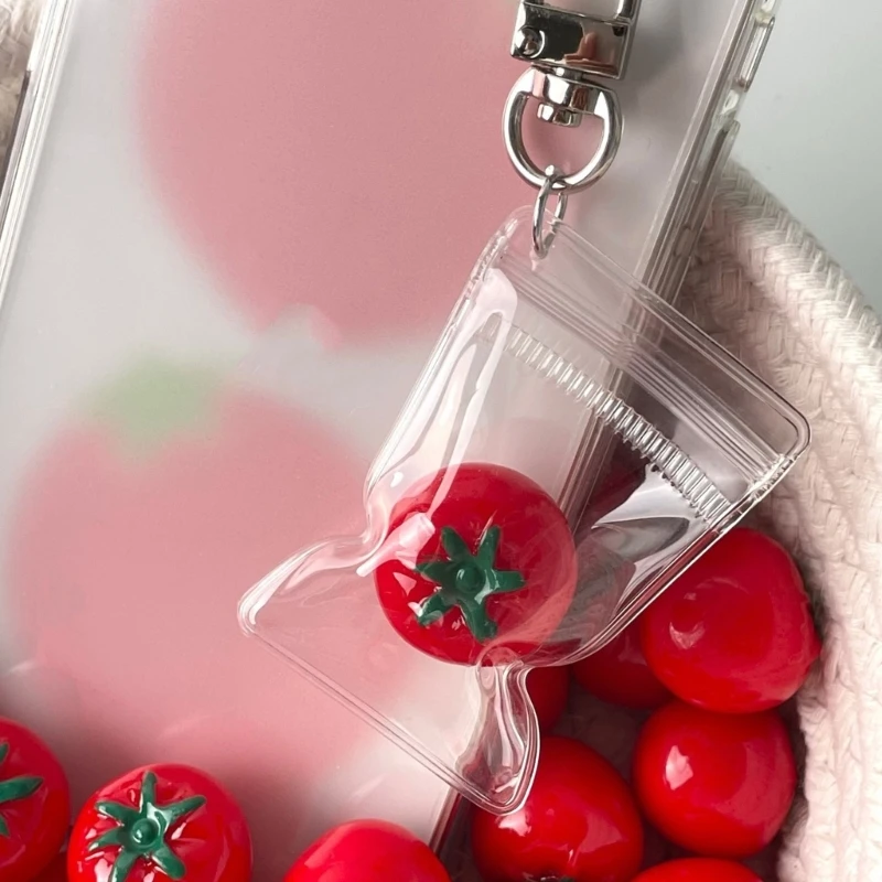 F42F Playful Tomato Mobile Accessory Lovely Tomato Phone Charm Individualized Phone Chain Pendant Bag Hangings