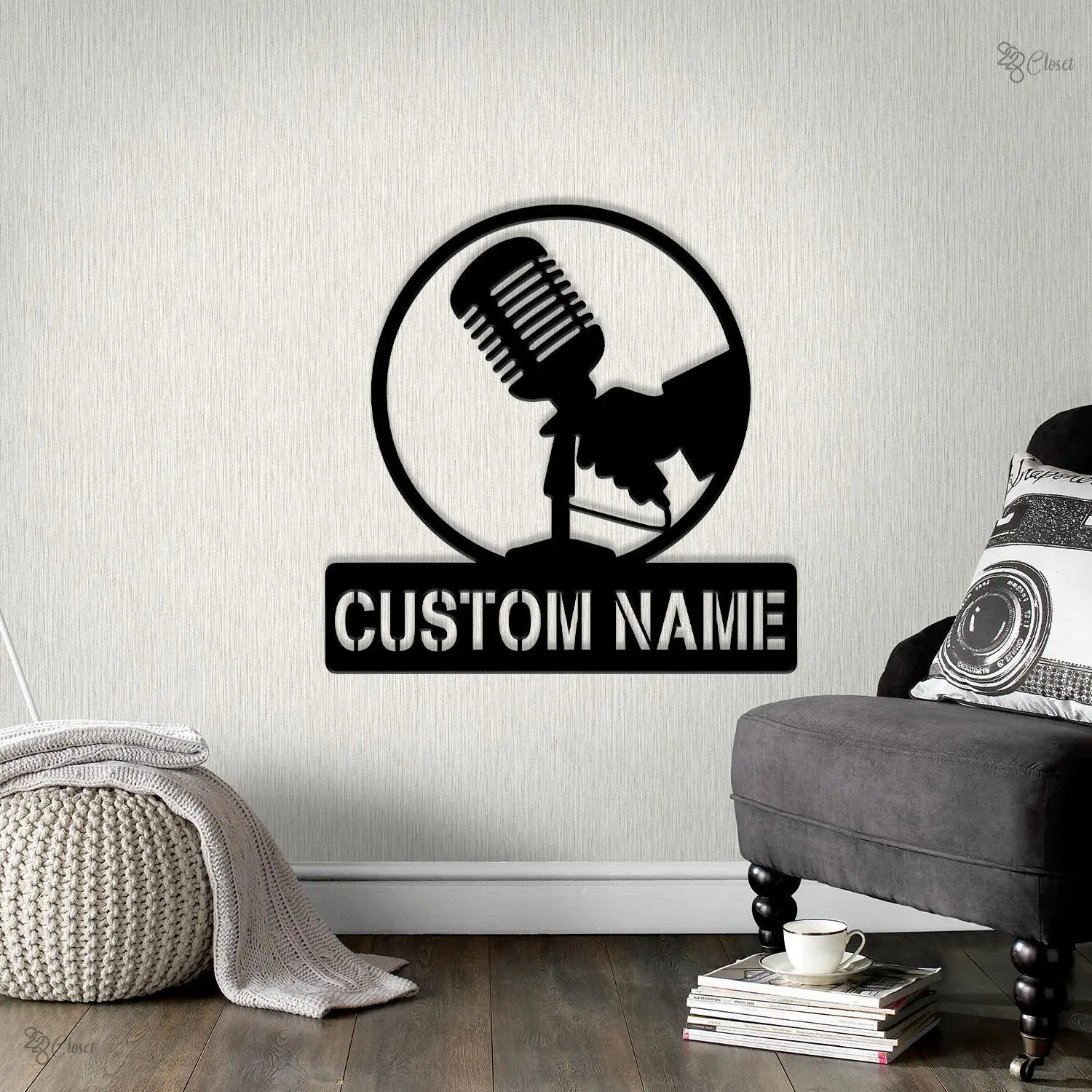 

Personalized Metal Microphone Wall Art Custom Microphone Sign Podcast Room Decor Music Studio Gift for dad Recording sign Singer