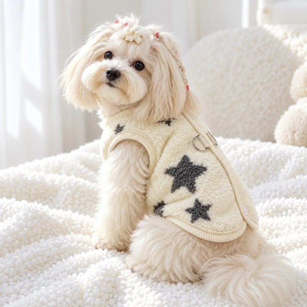 Fashion Winter Dog Warm Clothes Windproof Thickened Dog Hiking Jacket Fleece-lined Soft Dog Bodysuit for Small Medium Dog