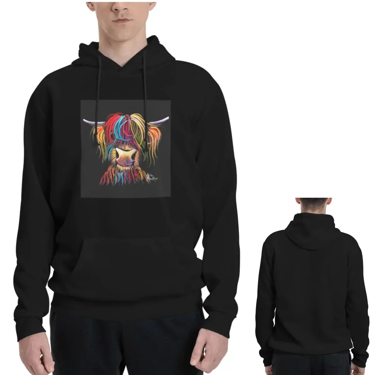 الأبقار المرتفعات الاسكتلندية هوديس الرجال النساء عارضة البلوز البلوز المتناثرة طويلة الأكمام الشارع الشهير الخريف الشتاء