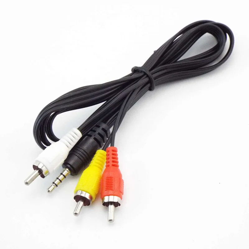 Nowy 3.5mm Jack do 3 RCA męski kabel AV Audio wideo AUX Stereo przewód standardowy konwerter do głośnika TV, pudełko odtwarzacz CD DVD E