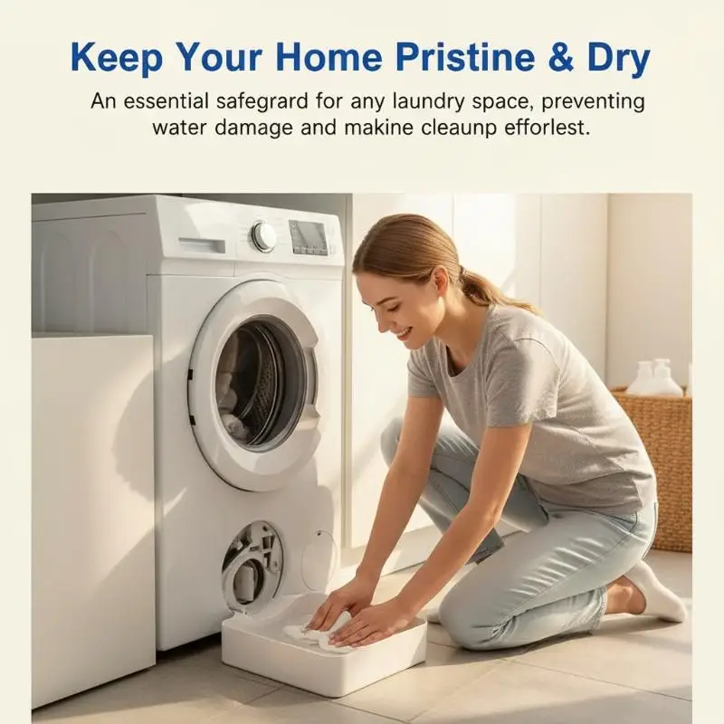 Leak Resistant Washing Machine Drain Collection Tray No Overflow Built-in Lint Filter for Home Laundry Renovation Use