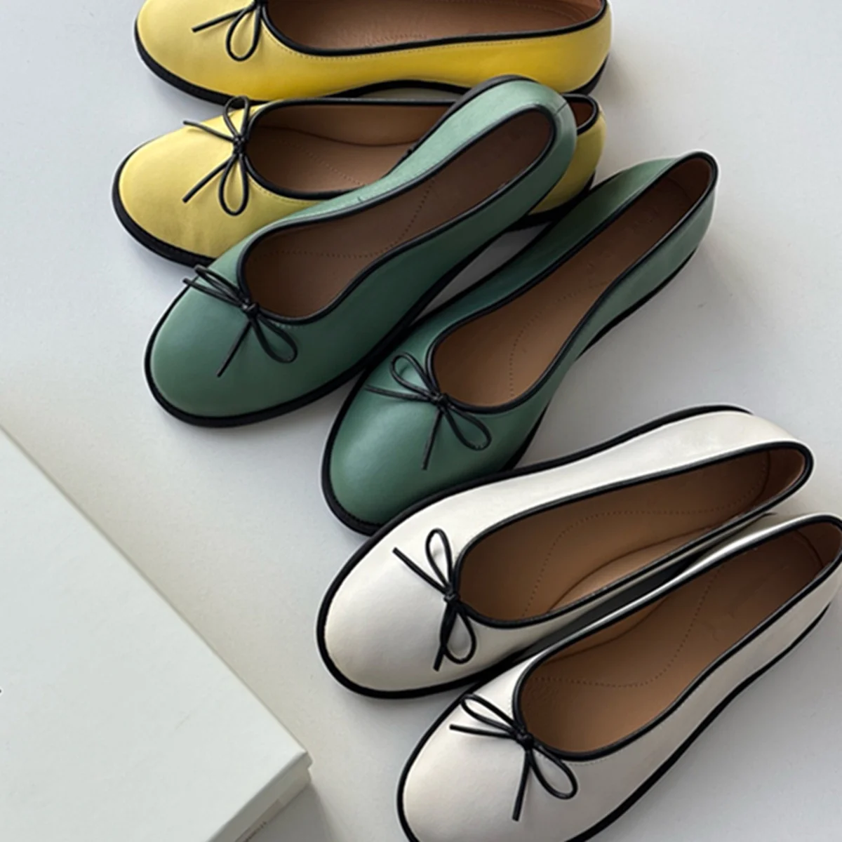 

Jenny&Dave 2025 Summer Shoes Minimalist Women's Shoes French Elegant Bow Leather Mary Jane Shoes Flat Shoes Women