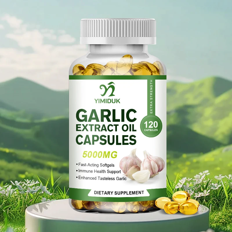 Natural Organic Garlic Oil Capsules for Hypertension & High Cholesterol People Immune System & Heart Health