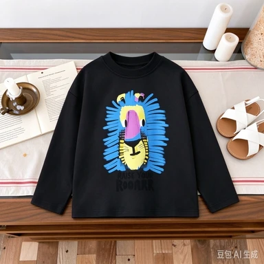 Children's Wear Tops Printed Cartoon Fashion Popular Kids Long Sleeve T-shirt Spring Fall Clothes Simple Casual Kids Base Shirt