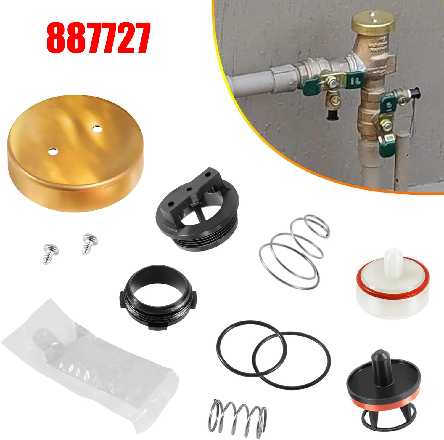 

MX Replace for Watts 0887727 1/2 & 3/4 Inch Pressure Vacuum Breaker Total Repair Kit RK 800M4-T 1/2"-3/4" Total Repair Kit