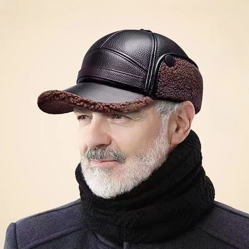 Winter Elderly People's Lei Feng Hats, Men's Winter Ear Protectors for Warmth, Elderly Duckbill Hats for Winter, Winter Hats