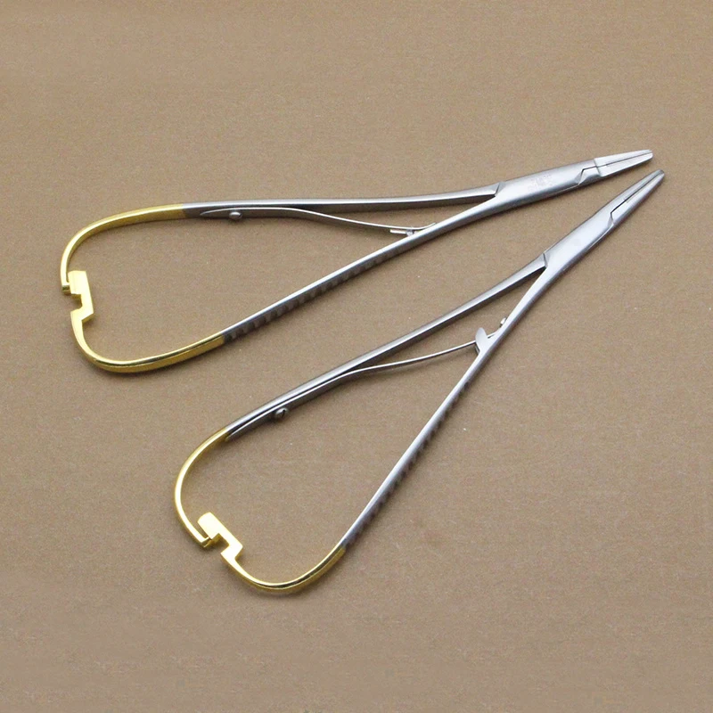 Stainless steel carbide needle holder gold handle insert needle holder lock hand grip pliers pliers