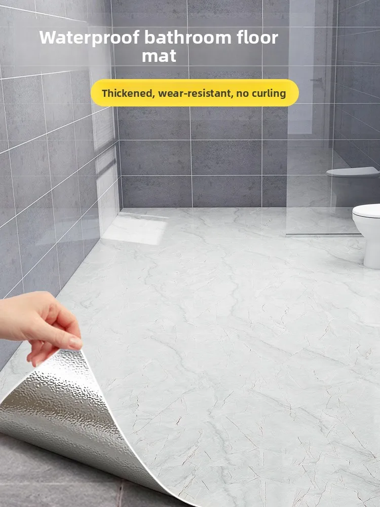 Carrelage antidérapant imperméable, rénovation de sol de salle de bains, autocollants auto-adhésifs, motif de marbre, panneau en PVC pour la décoration de la maison
