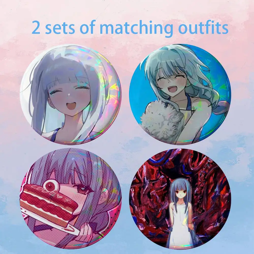Z-Zero Natsu Ushirono 2 piece set Badges On Backpack Jacket Cartoon Round Brooches Acrylic Button Pins Collection Gifts