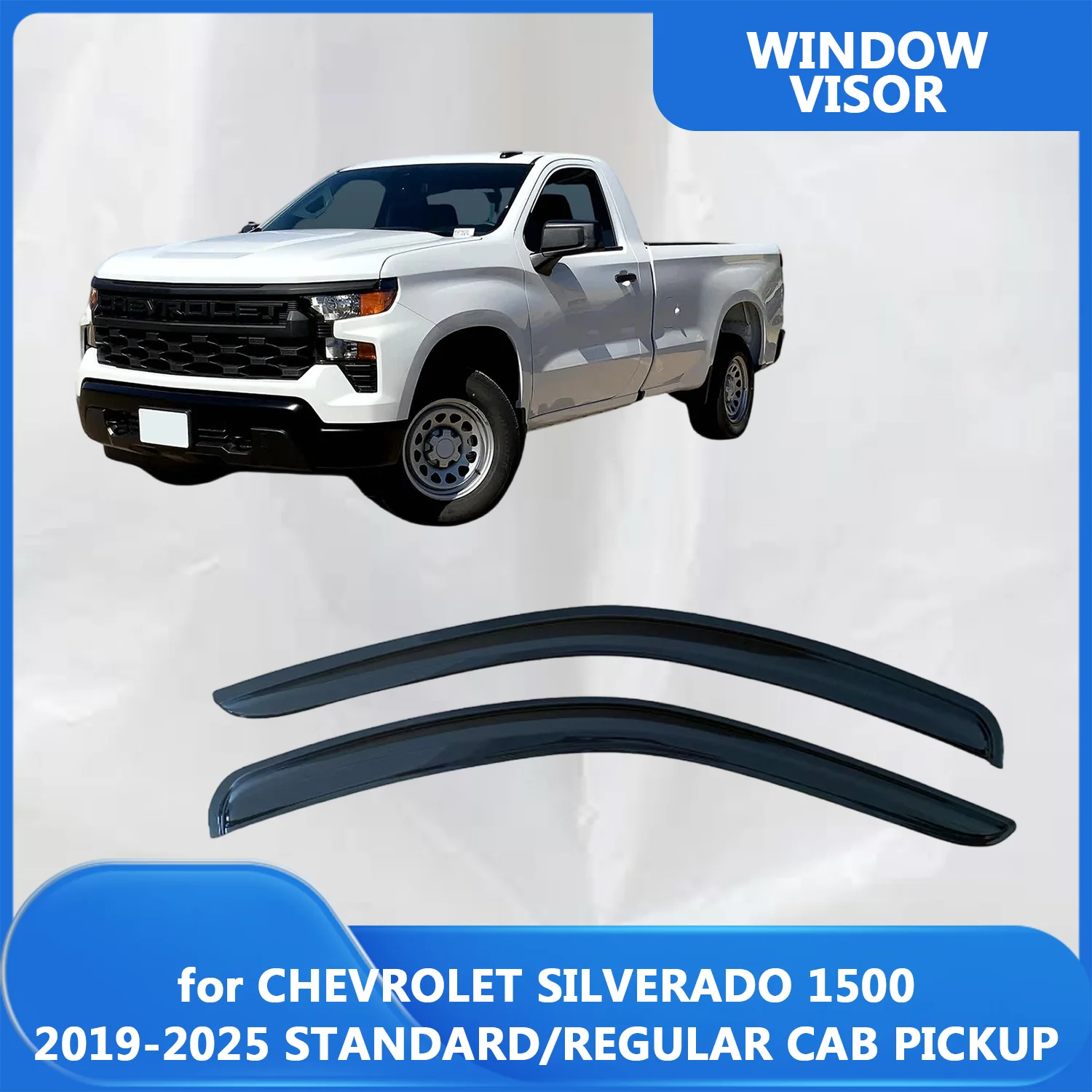 

Window Visor for CHEVROLET SILVERADO 1500 2019-2025 STANDARD CAB PICKUP Wind Deflectors Rain Guards Door Visor Vent Shades