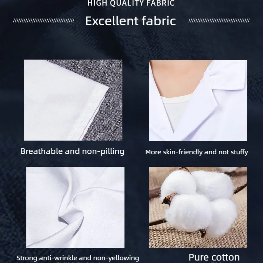 Unisex Lab Coat Long Sleeve Breathable Doctor Nurse Uniform for Chemistry Pharmacy Students Hospital Staff