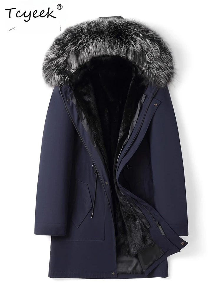 

Tcyeek Natural Mink Jacket Men Warm Real Fur Coat Winter Clothes Mid-length Mens Coats New in Outerwears 2025 Liner Detachable